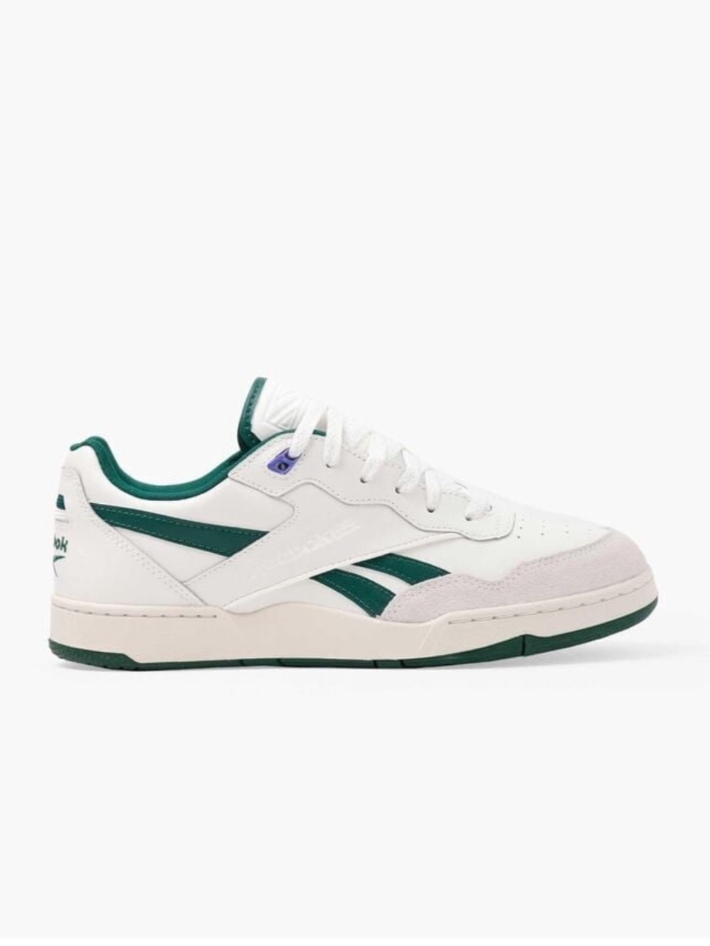 Reebok BB 4000 II Leather Suede Cloud White Chalk Dark Green Sneakers